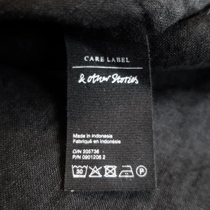 &amp; Other Stories Mini Dress Black Linen Size 6 Tie-Front Shirtdress NEW - Celebrity Owned