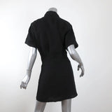 & Other Stories Mini Dress Black Linen Size 6 Tie-Front Shirtdress NEW - Celebrity Owned