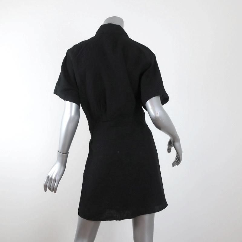 & Other Stories Mini Dress Black Linen Size 6 Tie-Front Shirtdress NEW Celebrity Owned & Other Stories Mini Dress Black Linen Size 6 Tie-Front Shirtdress NEW Celebrity Owned