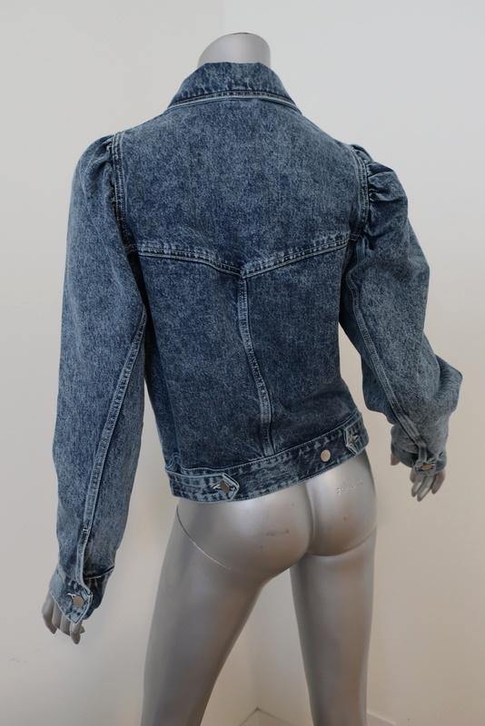 &amp; Other Stories Puff Shoulder Denim Jacket Acid Wash Blue Size 0 Jean Jacket - Celebrity Owned