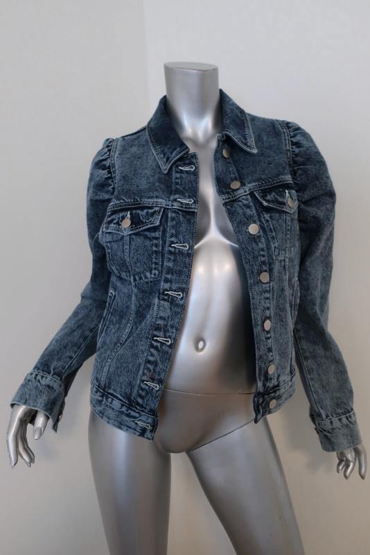 &amp; Other Stories Puff Shoulder Denim Jacket Acid Wash Blue Size 0 Jean Jacket - Celebrity Owned