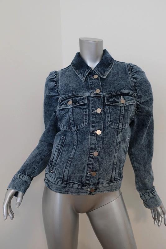 &amp; Other Stories Puff Shoulder Denim Jacket Acid Wash Blue Size 0 Jean Jacket - Celebrity Owned