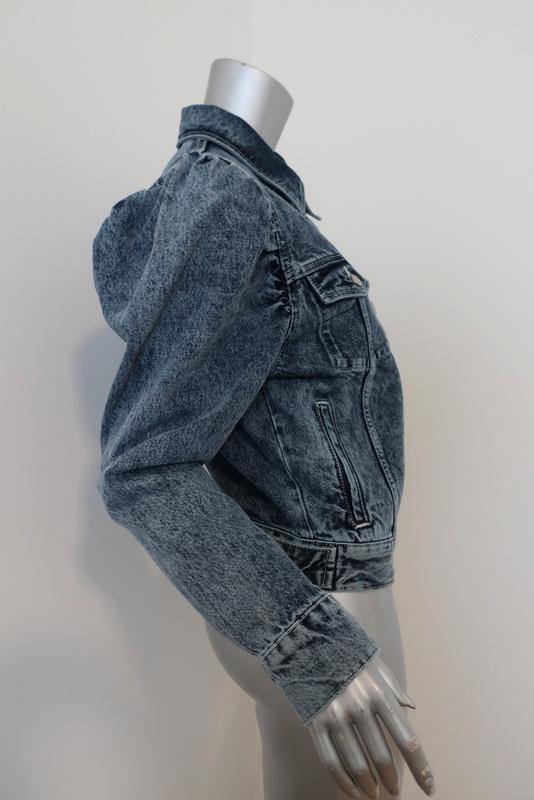 &amp; Other Stories Puff Shoulder Denim Jacket Acid Wash Blue Size 0 Jean Jacket - Celebrity Owned
