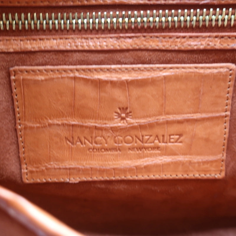 Nancy Gonzalez Crocodile Top Handle Bag in Orange