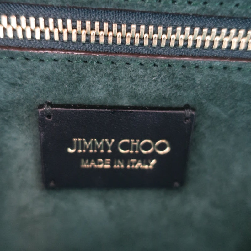Jimmy Choo Varenne Small Bowling Bag Green Suede & Black Leather Crossbody