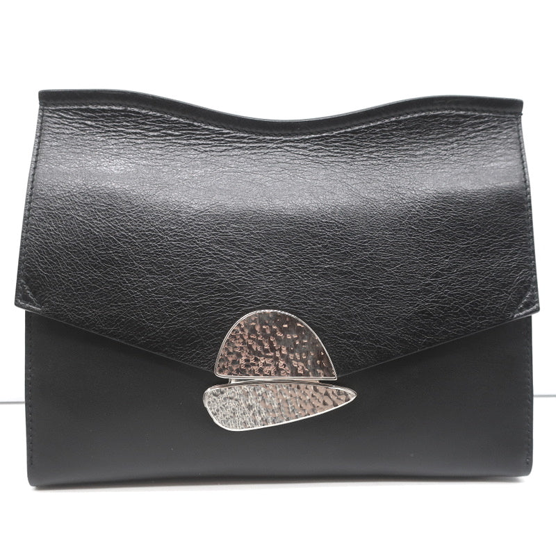 Proenza Schouler Medium Curl Clutch Bag Black Leather Celebrity