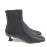 Proenza Schouler Square Toe Chelsea Boots Black Leather Size 41 Kitten Heel