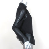 See by Chloe Ruffled High Neck Blouse Black Chiffon Size 38 Long Sleeve Top NEW