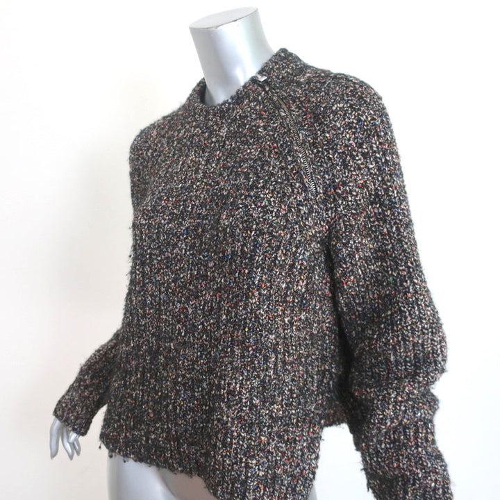 Isabel Marant Etoile Sweater Happy Black Speckled Knit Size 40 Zip Pullover