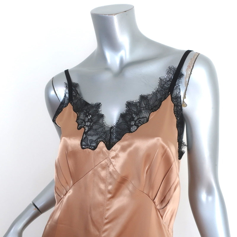 Helmut Lang Lace-Trim Slip Dress Gold Satin Size Small Spaghetti Strap Celebrity Owned Helmut Lang Lace-Trim Slip Dress Gold Satin Size Small Spaghetti Strap Celebrity Owned