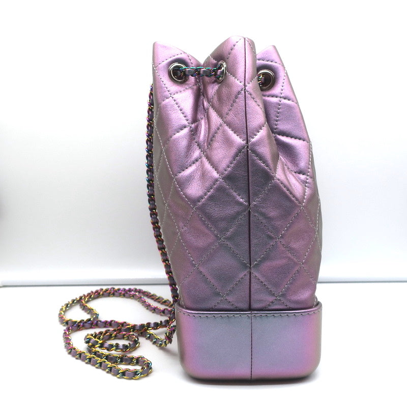 Chanel Purple / Light Gold CC Logo Chain Strap Quilted Iridescent