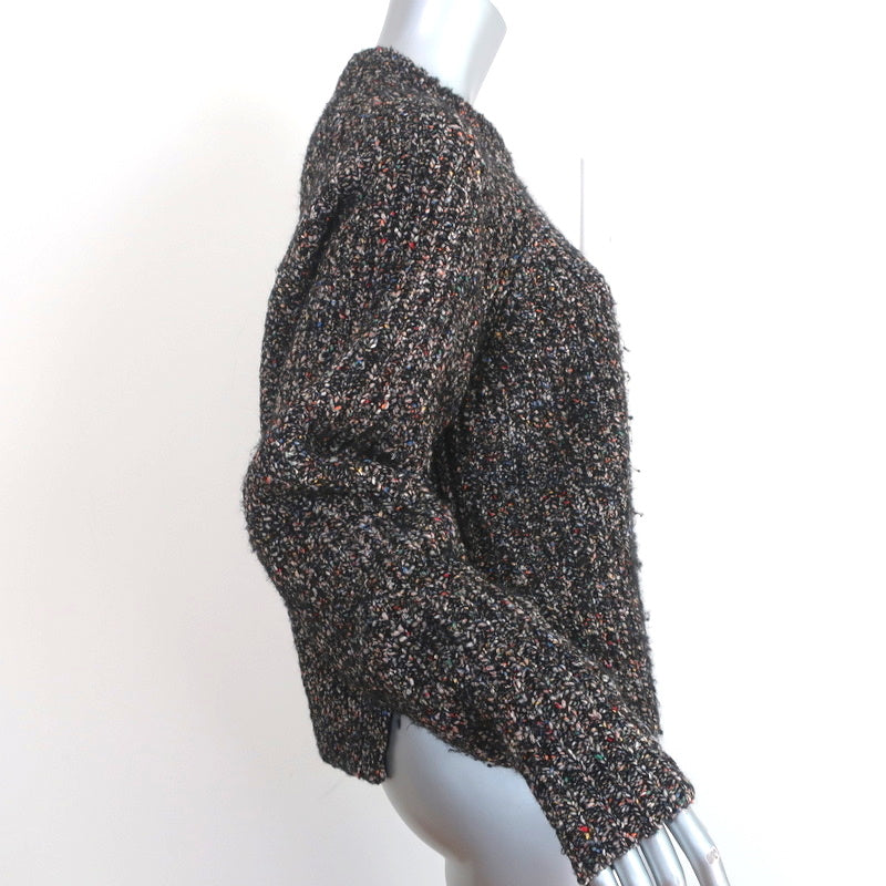 Isabel Marant Etoile Sweater Happy Black Speckled Knit Size 40 Zip Pullover