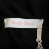 See by Chloe Ruffled High Neck Blouse Black Chiffon Size 38 Long Sleeve Top NEW