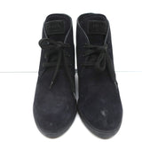 Prada Linea Rossa Desert Wedge Boots Black Suede Size 39 Lace-Up Booties