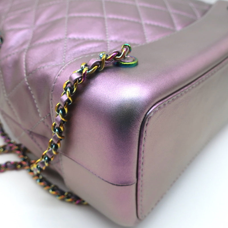 CHANEL 20C Purple Rainbow Tweed Medium Classic Double Flap Bag Rainbow  Hardware