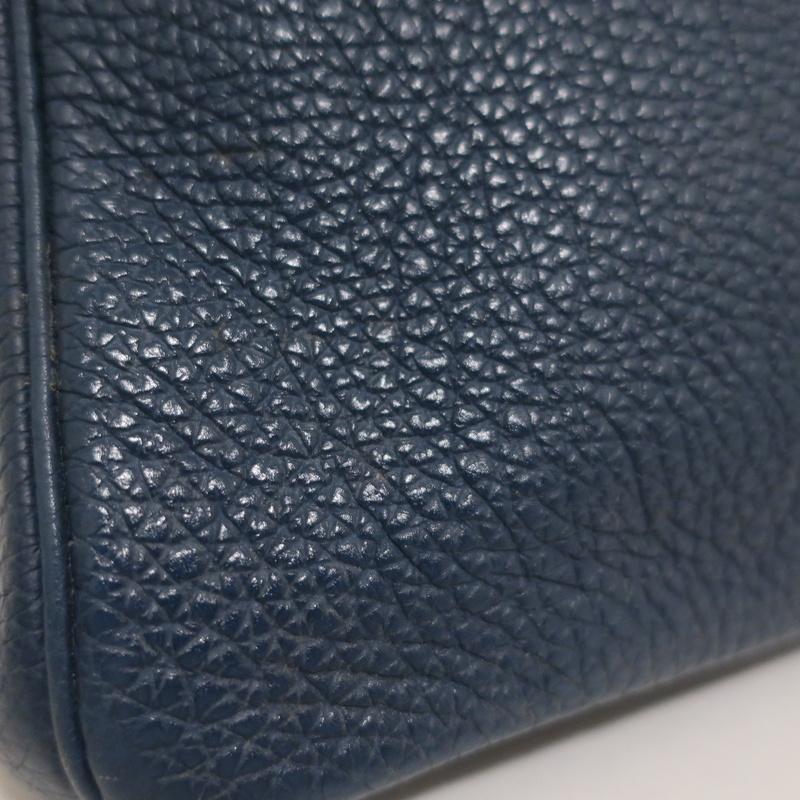 Hermes 35cm Mediterranean Blue Clemence Leather Palladium Hardware