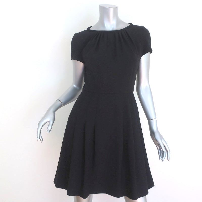 RED Valentino Dress Black Pleated Stretch Wool Crepe Size 42 Short Sle Celebrity Owned RED Valentino Dress Black Pleated Stretch Wool Crepe Size 42 Short Sle Celebrity Owned