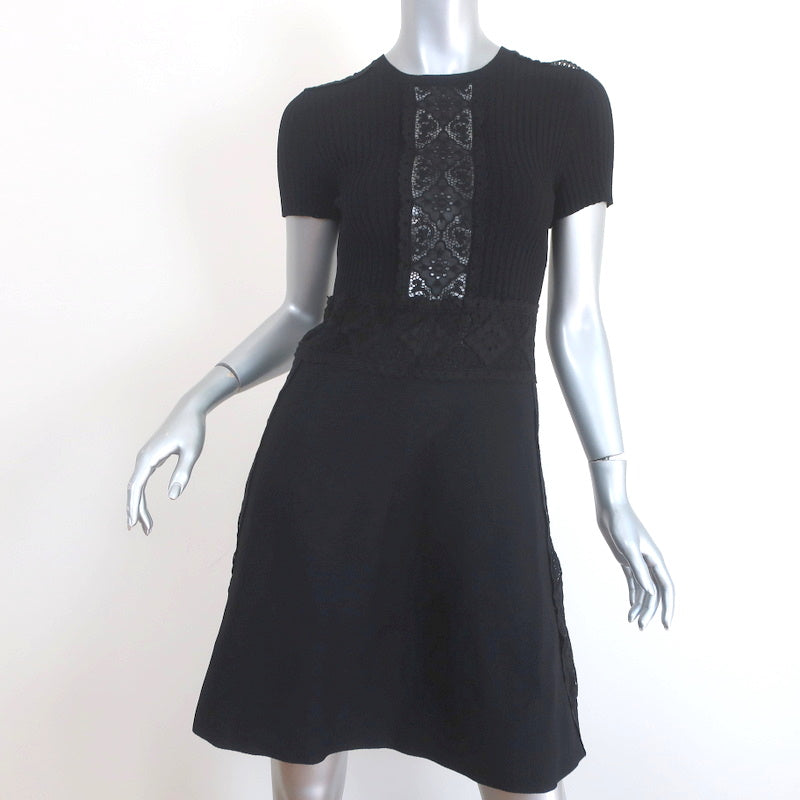 Indsigtsfuld neutral Atlas Valentino Dress Black Guipure Lace-Trim Ribbed Knit Size Medium Short –  Celebrity Owned