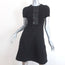 Valentino Dress Black Guipure Lace-Trim Ribbed Knit Size Medium Short Sleeve