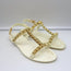 Stuart Weitzman Jelrose Studded Jelly Sandals Cream/Gold Size 7 Flat Slingback