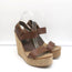 Pedro Garcia Platform Wedge Sandals Brown Leather Size 40 Ankle Strap Heels