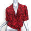 The Kooples Sport Wrap Top Red Paisley Print Size 2 Short Sleeve Blouse