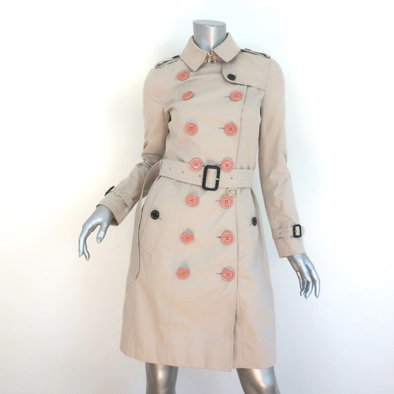 Burberry London Double Breasted Trench Beige with Pink Buttons Si – Celebrity Owned