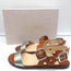Jimmy Choo Astrid Buckle Sandals Tan/Silver Leather Size 37 Slingback Flats NEW