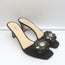 Prada Mules Black Embellished Leather & Faille Size 38 Open Toe Sandals