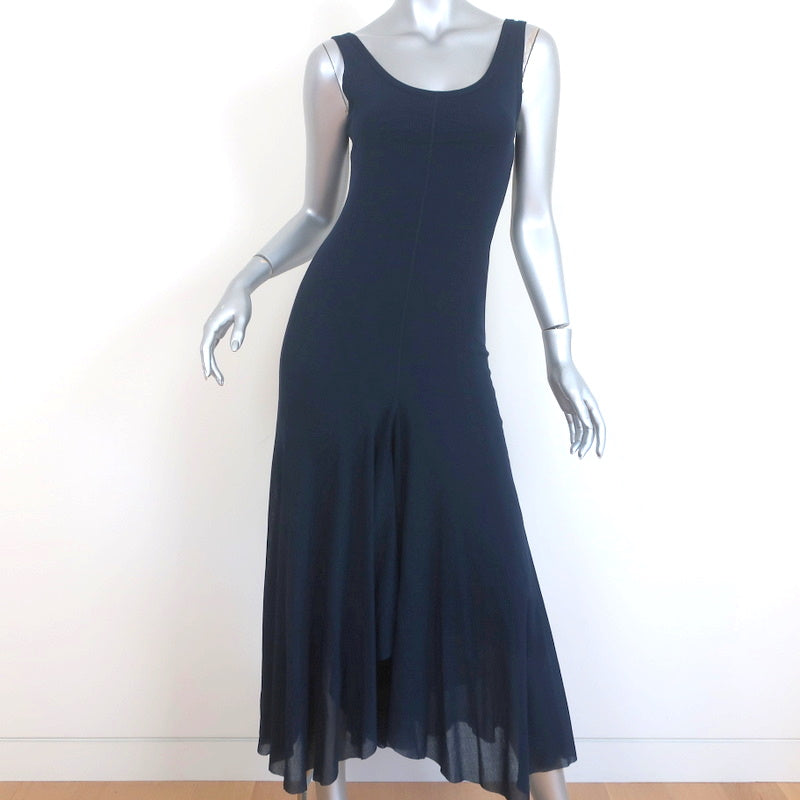 Fuzzi Maxi Dress Abito Navy Mesh Size Small Sleeveless Scoop Neck Celebrity Owned Fuzzi Maxi Dress Abito Navy Mesh Size Small Sleeveless Scoop Neck Celebrity Owned