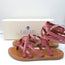 K.Jacques Zenobie Ankle Wrap Thong Sandals Pink Metallic Suede Size 38