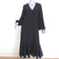 Rhode Tie-Sleeve Midi Dress Ami Black Crepe Size Small NEW