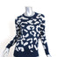 Madeleine Thompson Sweater Beacon Navy/Gray Leopard Intarsia Size Small NEW