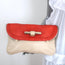 Jimmy Choo Flap Clutch Bicolor Beige Leather & Orange Snakeskin Small Bag