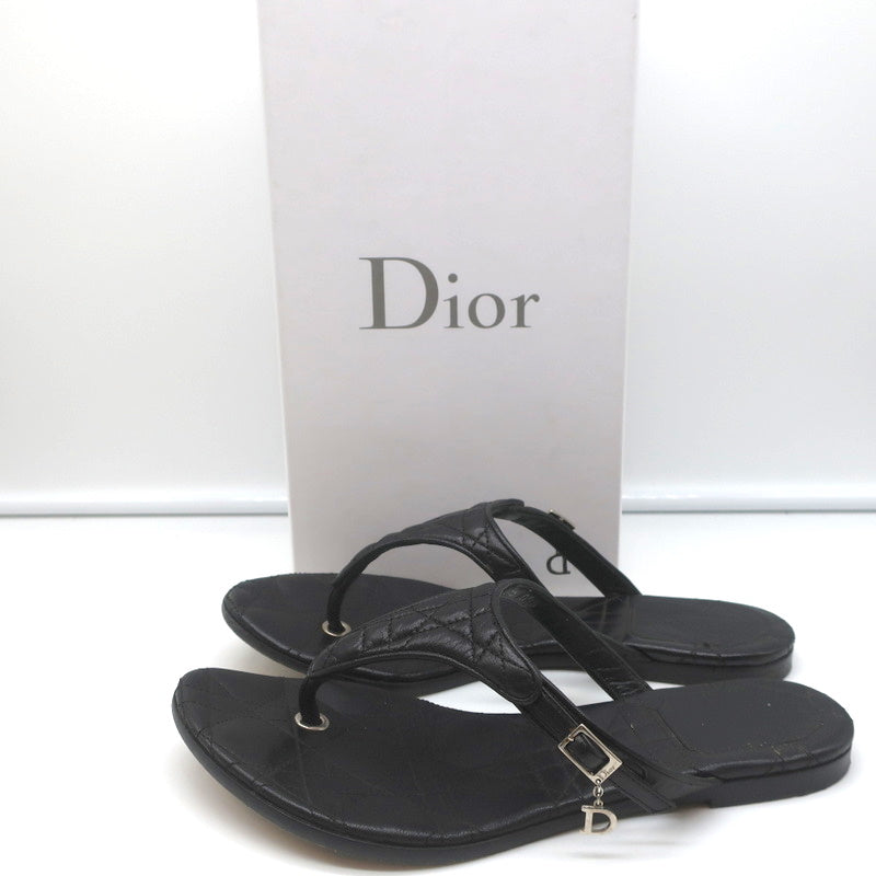 Christian Dior Cannage Thong Black Leather Size 35.5 Flat Slid – Celebrity Owned