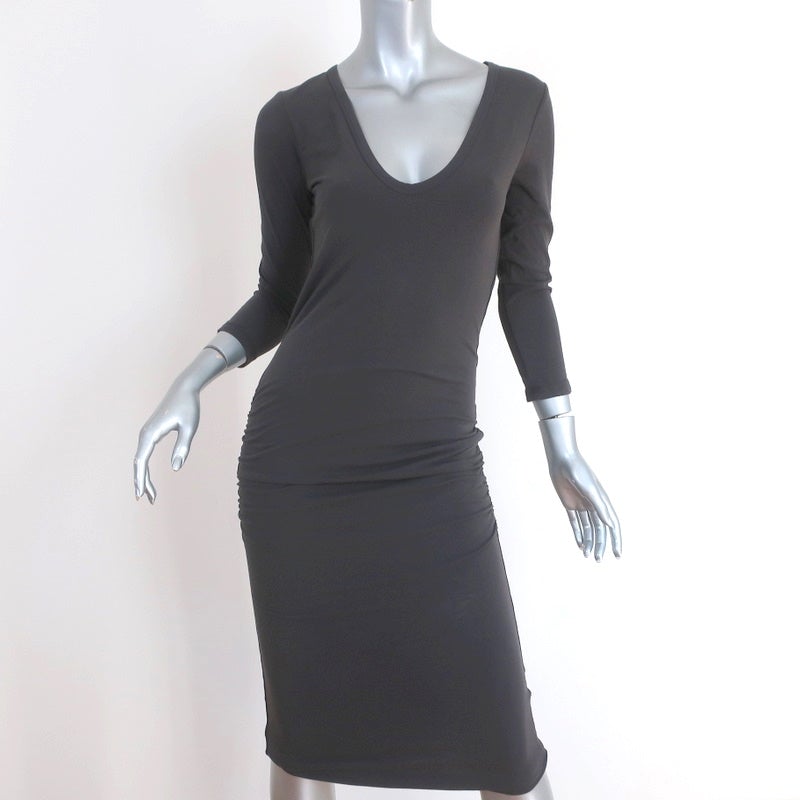 james perse v neck ruched dress James Perse One Shoulder Ruched Dress