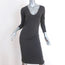 James Perse V-Neck Skinny Dress Gray Ruched Stretch Cotton Size 3
