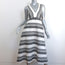 Tibi A-Line Midi Dress White/Gray Organza Striped Jacquard Size 2