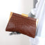 Michael Kors Beekman Clutch Brown Croc-Embossed Leather Mini Evening Bag