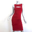 Donna Karan Cutout Ruched Dress Red Stretch Wool Size Petite Sleeveless Sheath