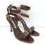 Manolo Blahnik Double Ankle Strap Sandals Dark Brown Leather Size 38.5