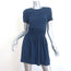 Isabel Marant Mini Dress Navy Pleated Crepe Size 1 Short Sleeve