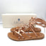 K.Jacques Zenobie Ankle Wrap Thong Sandals Peach Metallic Leather Size 38