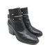 Balenciaga Metal Bar Ankle Boots Black Leather Size 38.5 Chunky Heel Booties