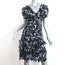 Oscar de la Renta Pleated Dress Navy Printed Ruffled Chiffon Size 6 Short Sleeve