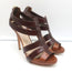 Christian Dior Platform Caged Sandals Brown Leather Size 38.5 Peep Toe Heels