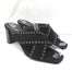 Saint Laurent Loulou Slide Sandals Black Eyelet-Trim Suede Size 39.5 High Heel