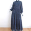 Bird & Knoll Tiered Maxi Dress James Deep Blue Cotton-Silk Size Extra Small NEW