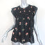 Ulla Johnson Blouse Astrid Black Floral Print Swiss Dot Size 4 Cap Sleeve Top