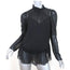 See by Chloe Ruffled High Neck Blouse Black Chiffon Size 38 Long Sleeve Top NEW